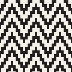 Vector Seamless Black and White ZigZag Jagged Lines Geometric Pattern