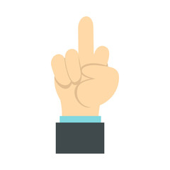 Gesture with middle finger icon in flat style isolated on white background. Gestural symbol
