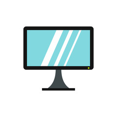 Computer monitor icon in flat style isolated on white background. Equipment symbol