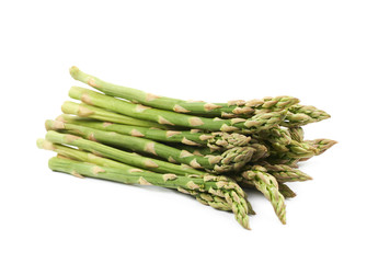 Pile of green asparagus isolated