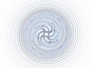 Grey blue round abstract spiral fractal on a white background