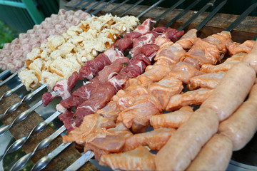 Shish kebab on braizer