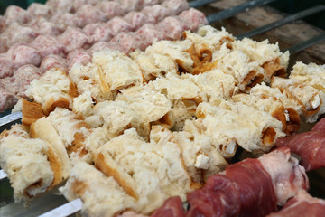 Shish kebab on braizer