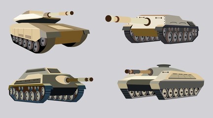 Military Vector tanks image design set in different variations for your design, illustration needs.