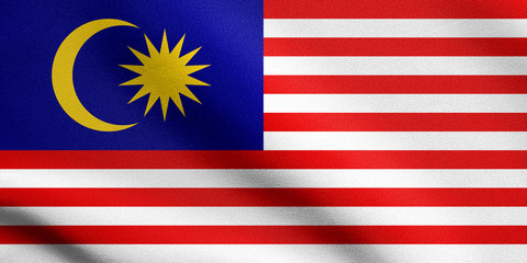 Flag of Malaysia waving with fabric texture