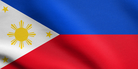 Flag of the Philippines waving with fabric texture
