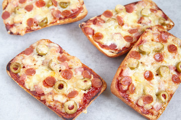 Ciabatta pizza with pepperoni