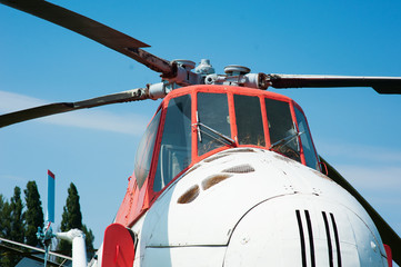 Abandoned Soviet transport old helicopter parked