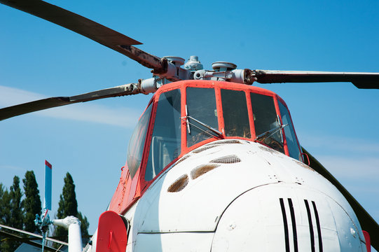 Abandoned Soviet transport old helicopter parked