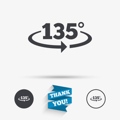 Angle 135 degrees sign icon. Geometry math symbol