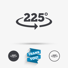 Angle 225 degrees sign icon. Geometry math symbol