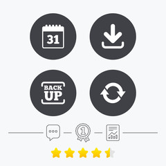 Download and Backup signs. Calendar, rotation