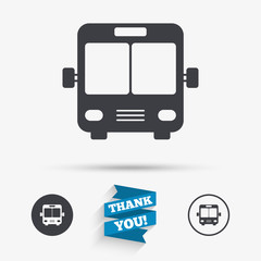 Bus sign icon. Public transport symbol.