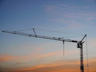 crane sunset silhouette