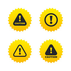 Attention caution signs. Hazard warning icons.