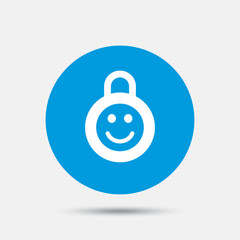 Child lock icon. Locker with smile symbol.