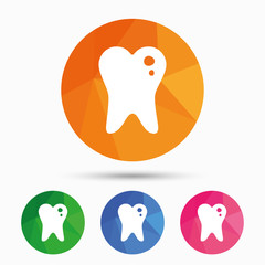 Caries tooth sign icon. Dental care symbol.