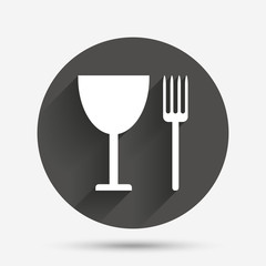 Fototapeta premium Eat sign icon. Cutlery symbol. Fork and wineglass.