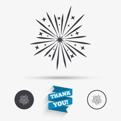Fireworks sign icon. Explosive pyrotechnic show.
