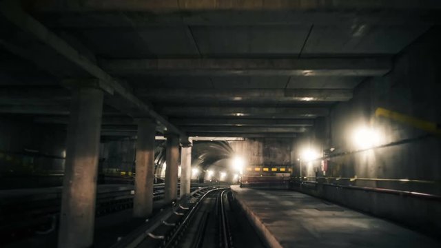 Underground train in a tunnel