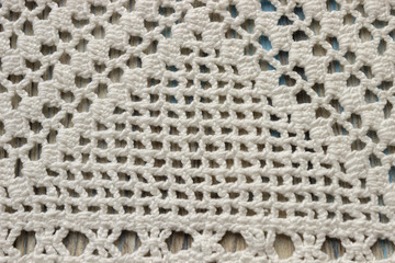 Fototapeta na wymiar Handmade crocheted cotton organic blanket
