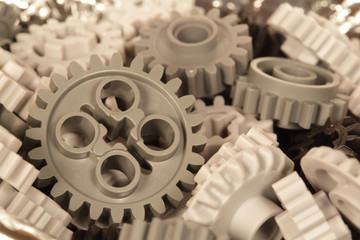 Plastic differential gears on a background 