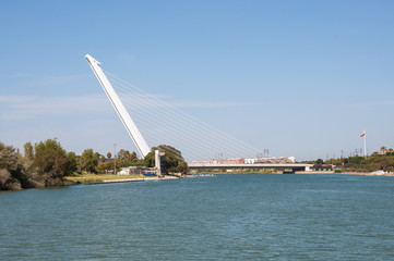 Alamillo bridge over Guadalquivir River in Seville