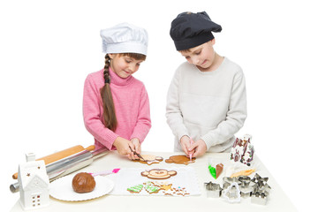 Children making christmas cookies