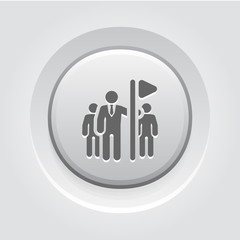 Team Leader Icon. Grey Button Design.