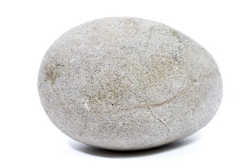 Fototapeta na wymiar Natural stone of rounded shape on white background