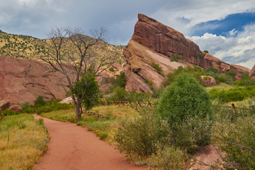 Red sandstone in Roxborough State Park in Colorado