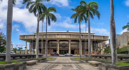 Fototapeta na wymiar Hawaii State Legislature in Honolulu Hawaii. 