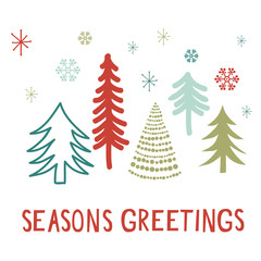 Seasons greetings card with tree design