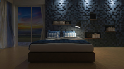 3D seaview bedroom