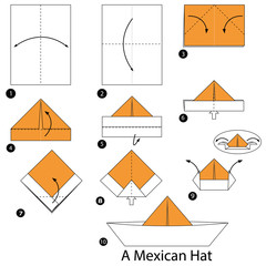 step by step instructions how to make origami A Mexican Hat.