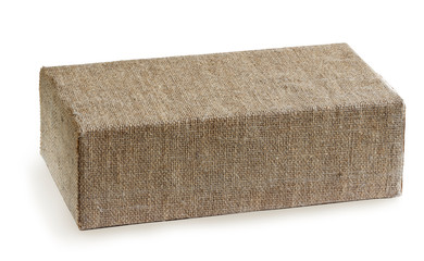 box, covered with sackcloth isolated on a white