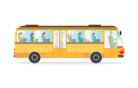 Passengers in public transport bus.