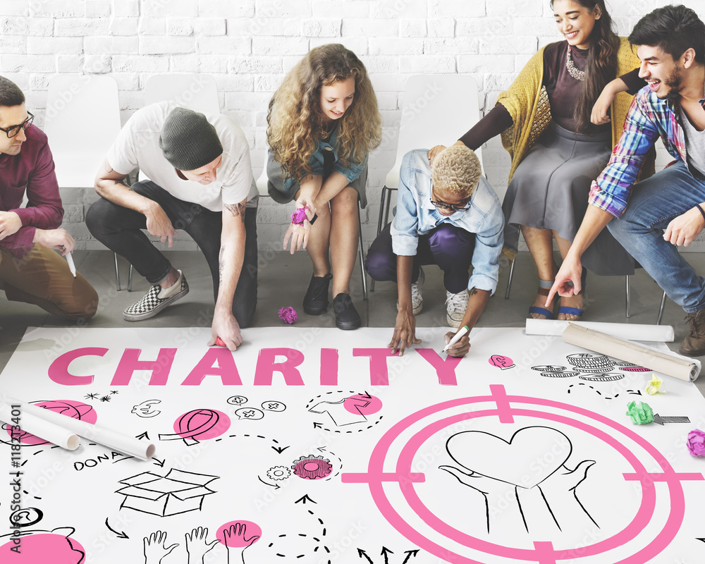 Wall mural Charity Aid Donation Awareness Concept