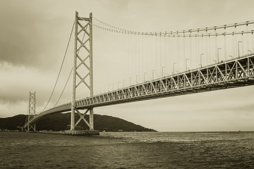 Large Bridge in vintage retro art color tone.