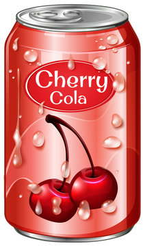 Cherry cola in aluminum can