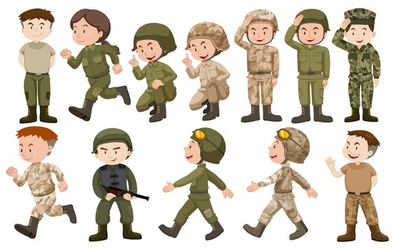 Male and female soldiers in uniform