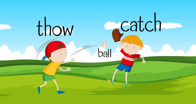 Boys throwing and catching ball in the field