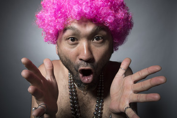 Pink Afro hair funny uncle