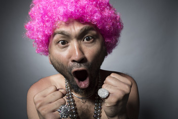 Pink Afro hair funny uncle