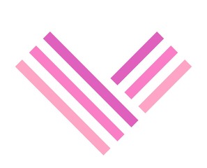Pink letter V logo isolated on white background