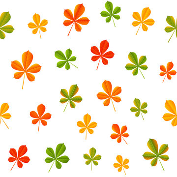 Seamless pattern with autumn chestnut leaves 