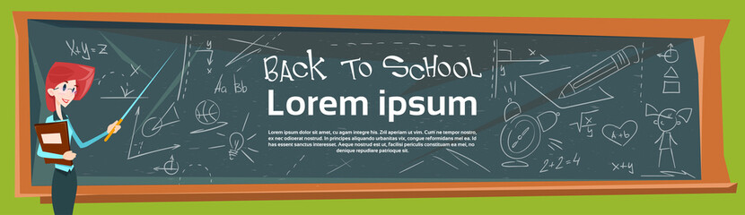 Teacher Over Class Board Lesson Back To School Banner