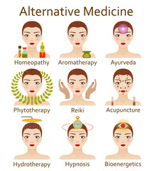 Fototapeta premium Alternative Medicine icons set. Vector illustration.