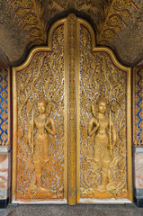 door of Golden Temple Wat Tha Sung Uthai Thani, Thailand.