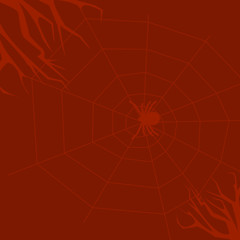  Halloween background. Silhouettes of spiders,  trees.